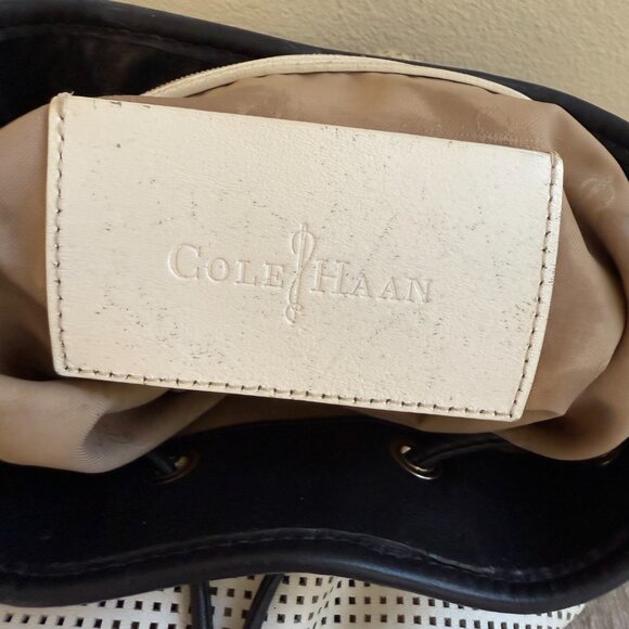 Cole Haan Perforated Bucket Bag - Black & White - Picture 6 of 8